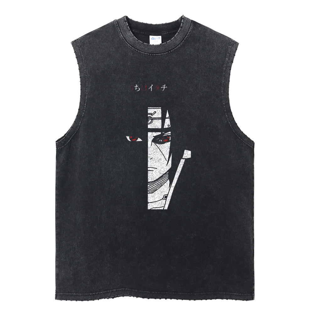 "SHARINGAN'S SENTINEL" - Itachi -  Naruto Anime Vintage Washed Tank Top