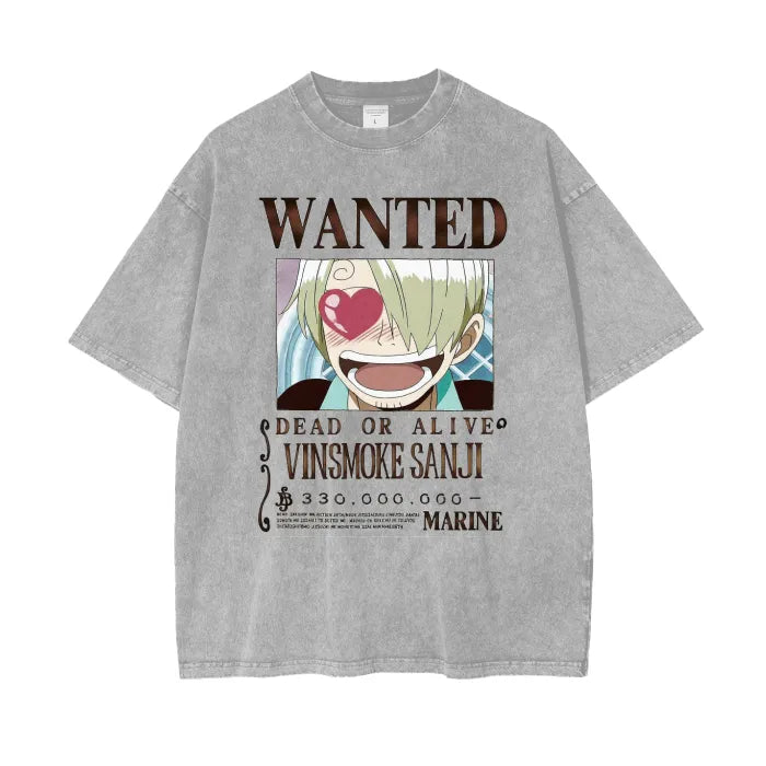 "DIABLE JAMBE" - Sanji - One Piece Anime Vintage Washed Oversized T-Shirts| 3 Colors