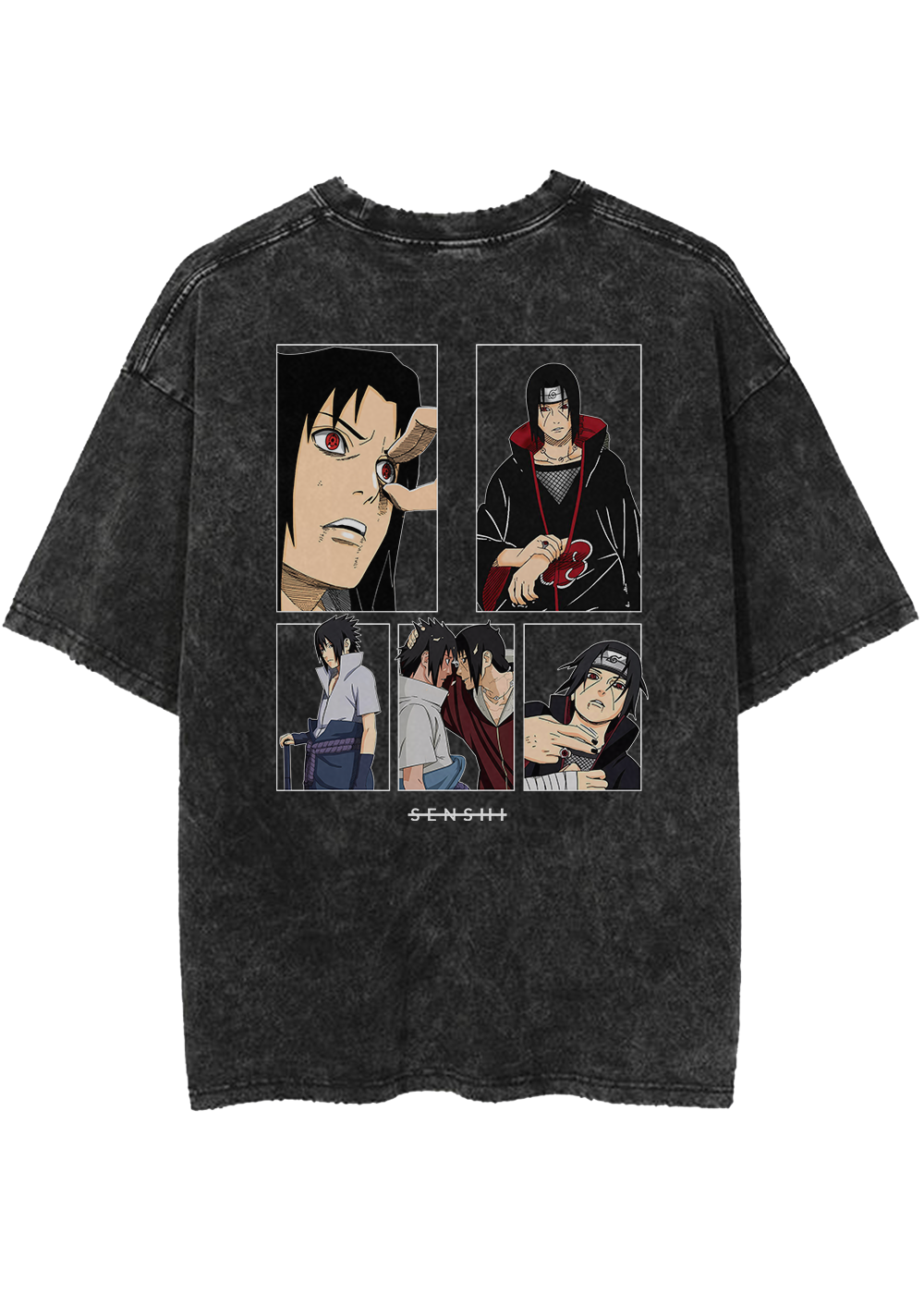 "OCULTO LEAL" - Uchiha -  Naruto Anime Vintage Washed Oversized T-Shirts