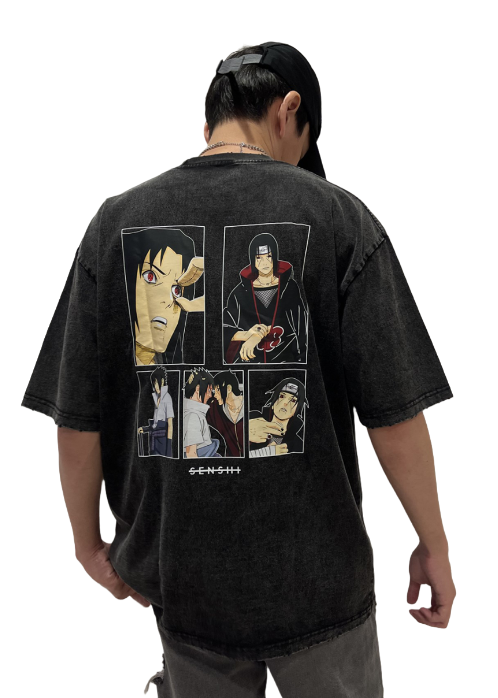 "OCULTO LEAL" - Uchiha -  Naruto Anime Vintage Washed Oversized T-Shirts