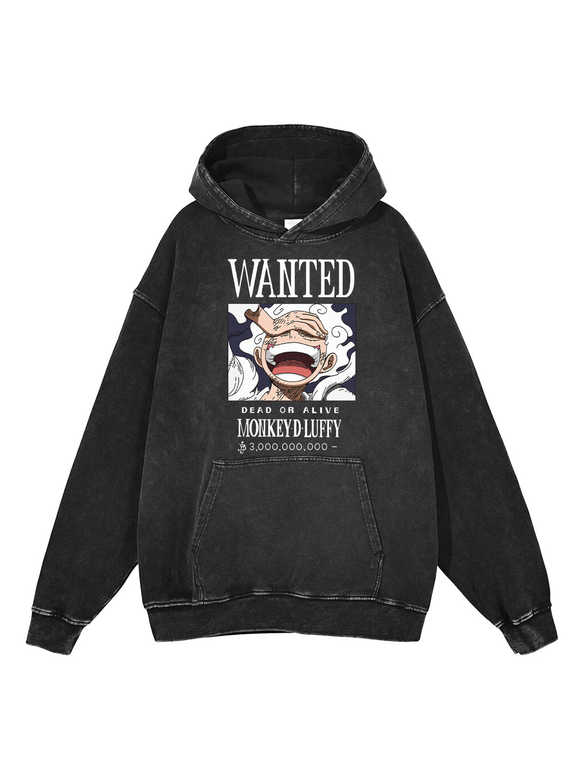 "WANTED GOD" - GEAR 5 One Piece Anime Vintage Washed Oversized Hoodie