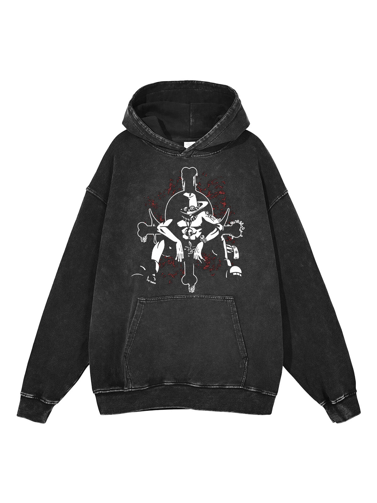 "FIRE FIST ACE" - Portgas D. Ace - One Piece Anime Vintage Washed Oversized Hoodie