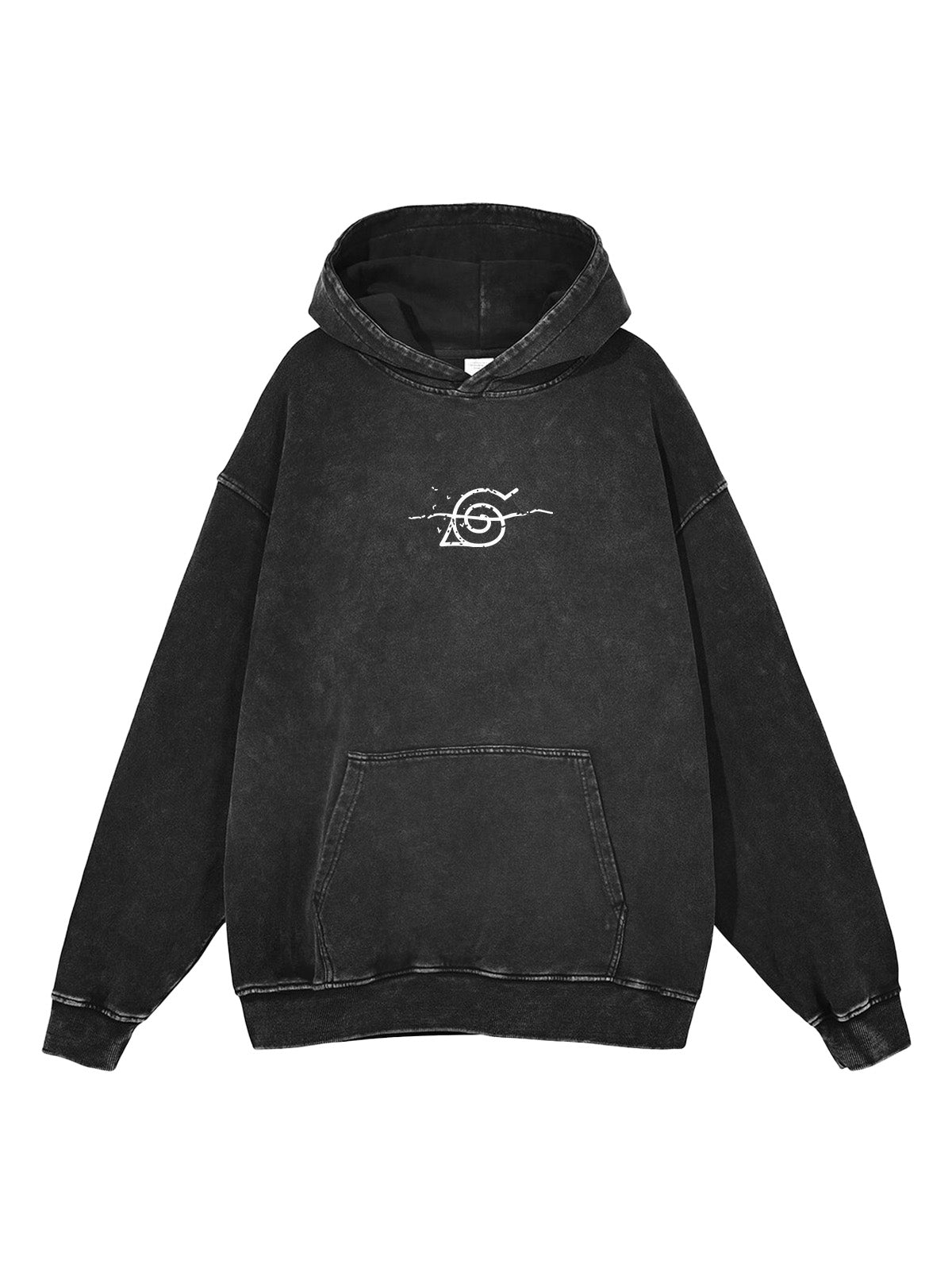 "LONE CROW" - Sasuke Uchiha - Naruto Anime Vintage Washed Oversized Hoodie