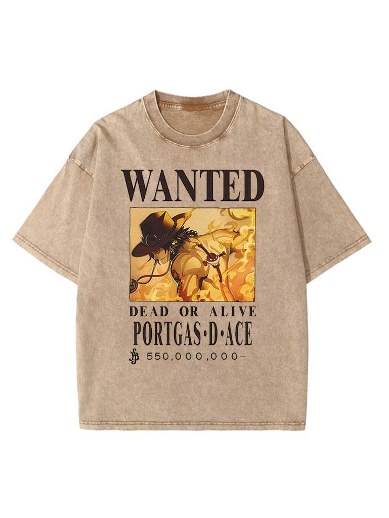 "WANTED" - One Piece Anime Vintage Washed Oversized T-Shirts | 6 Options