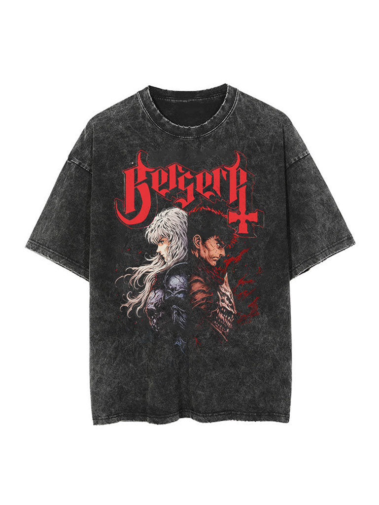 "GUTS-GRIFFITH" - Berserk Anime Vintage Washed Oversized T-Shirts