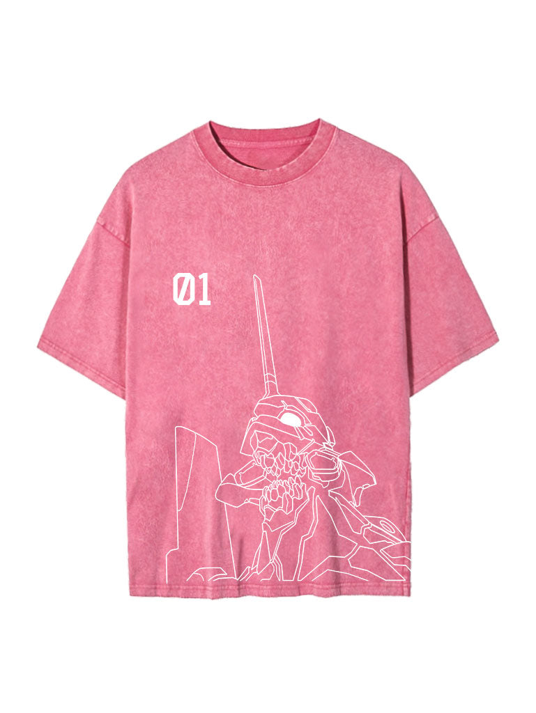 "E.V.A. READY" - Evangelion Unit 01 - Neon Genesis Anime Vintage Washed Oversized T-Shirt