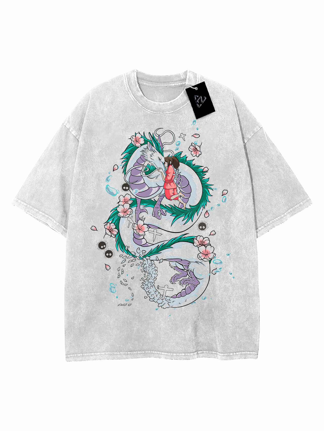 "OGINO" - Chihiro - Spirited Away Anime Vintage Washed Oversized T-shirt