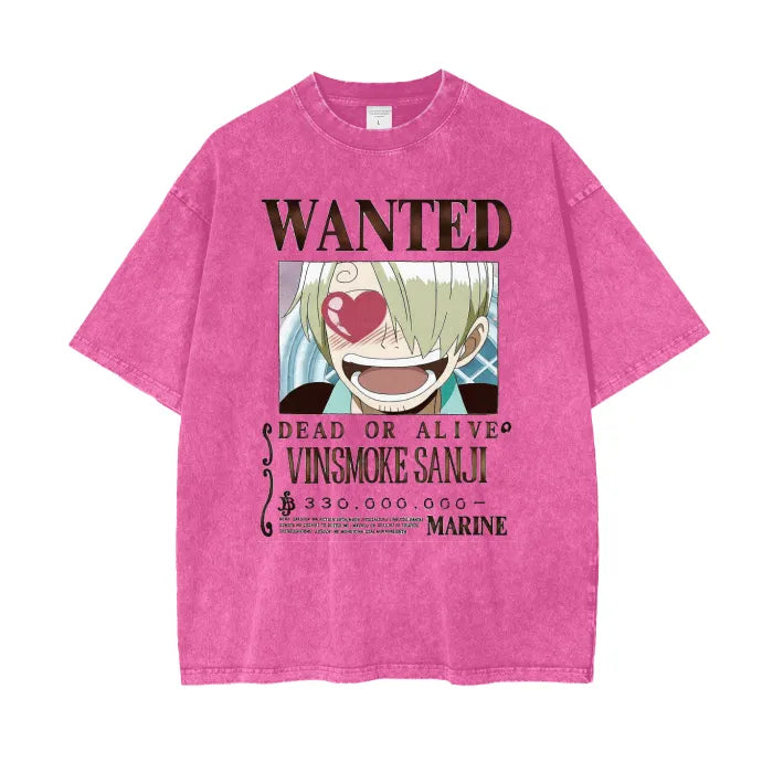 "DIABLE JAMBE" - Sanji - One Piece Anime Vintage Washed Oversized T-Shirts| 3 Colors