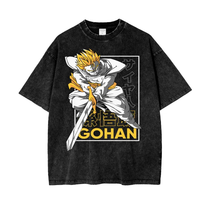 "SCHOLAR WARRIOR" - Gohan - Dragon Ball Anime Vintage Washed Oversized T-Shirt