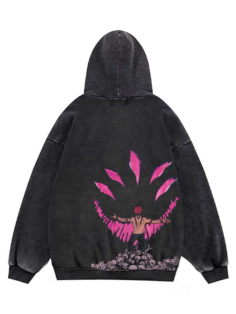 "THE CURSE" - Sukuna - JJK Anime Oversized Vintage Washed Hoodie