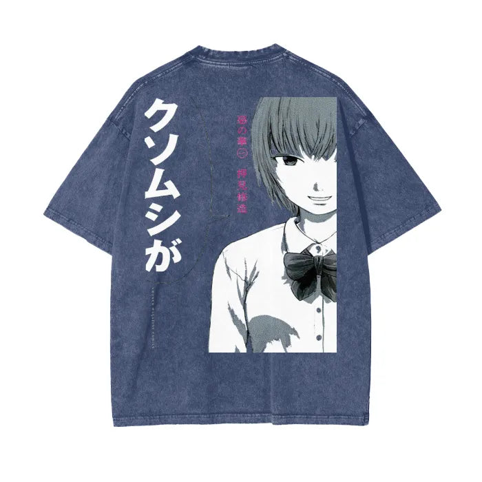 "IDEALISM" - The Flower Of Evil Takao Anime Oversized Vintage Washed T-Shirts | 2 Colors