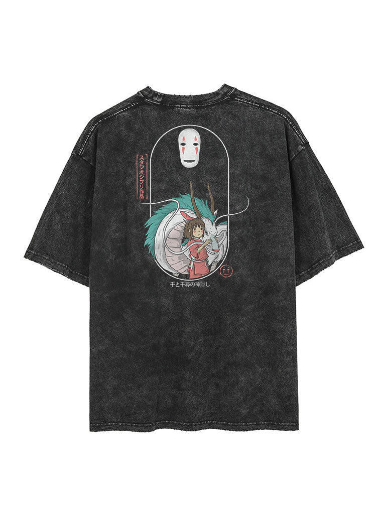 "COURAGE OF ADVENTURES" - Chihiro - Spirited Away Vintage Washed Oversized T-Shirts