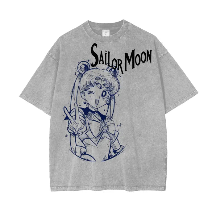 "MOON PRISM" -Usagi - Sailor Moon Anime Vintage Washed Oversized T-Shirt | 3 Colors