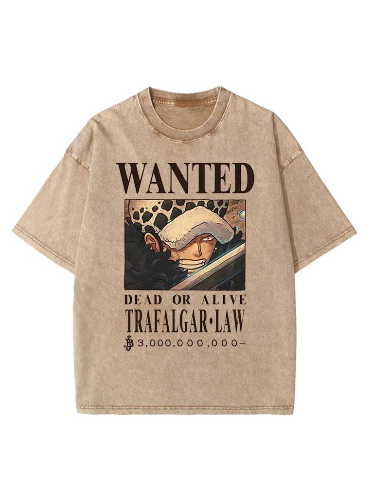 "WANTED" - One Piece Anime Vintage Washed Oversized T-Shirts | 6 Options