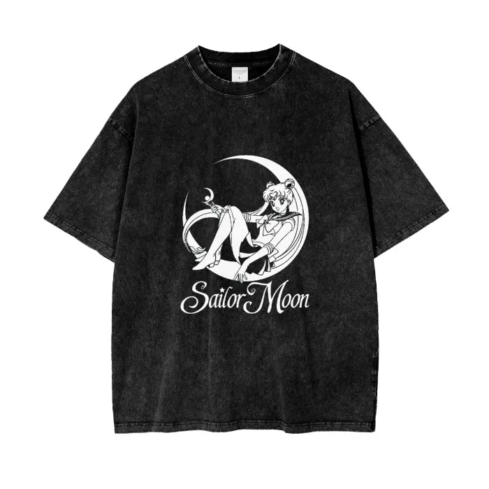 "MOON PRINCESS" - Usagi - Sailor Moon Anime Vintage Washed Oversized T-Shirt