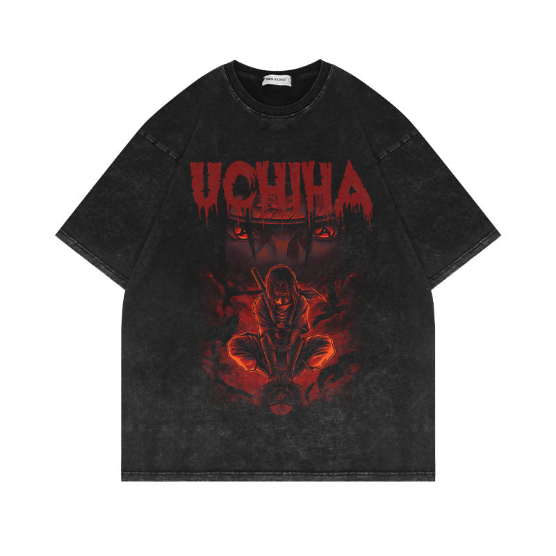 "SHARINGAN EYE" - Itachi Uchiha - Naruto Anime Vintage Washed Oversized T-Shirt