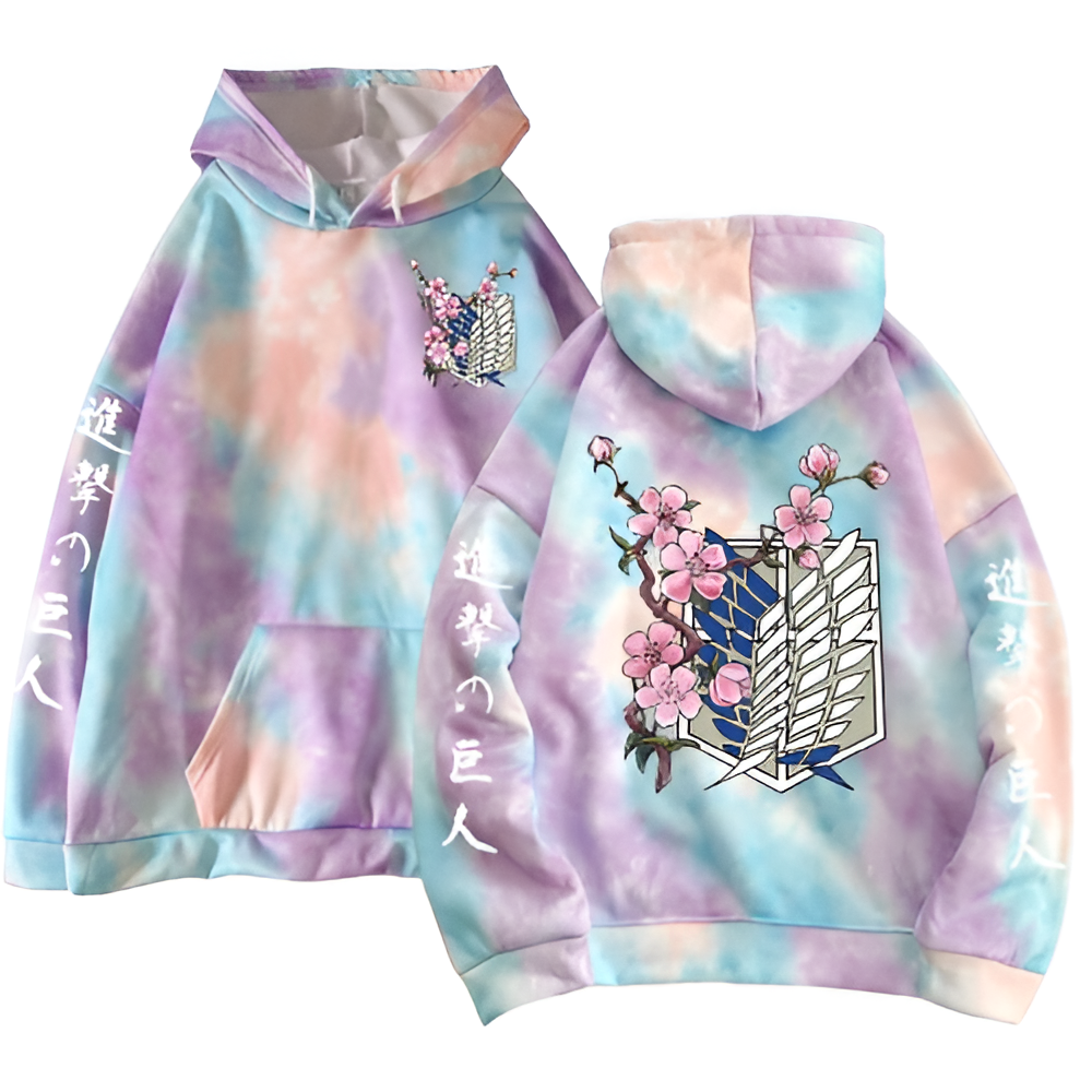 "SCOUTS REGIMENT TIE-DYE" - AOT Floral - Anime Hoodie | 3 Colors - Alpha Weebs