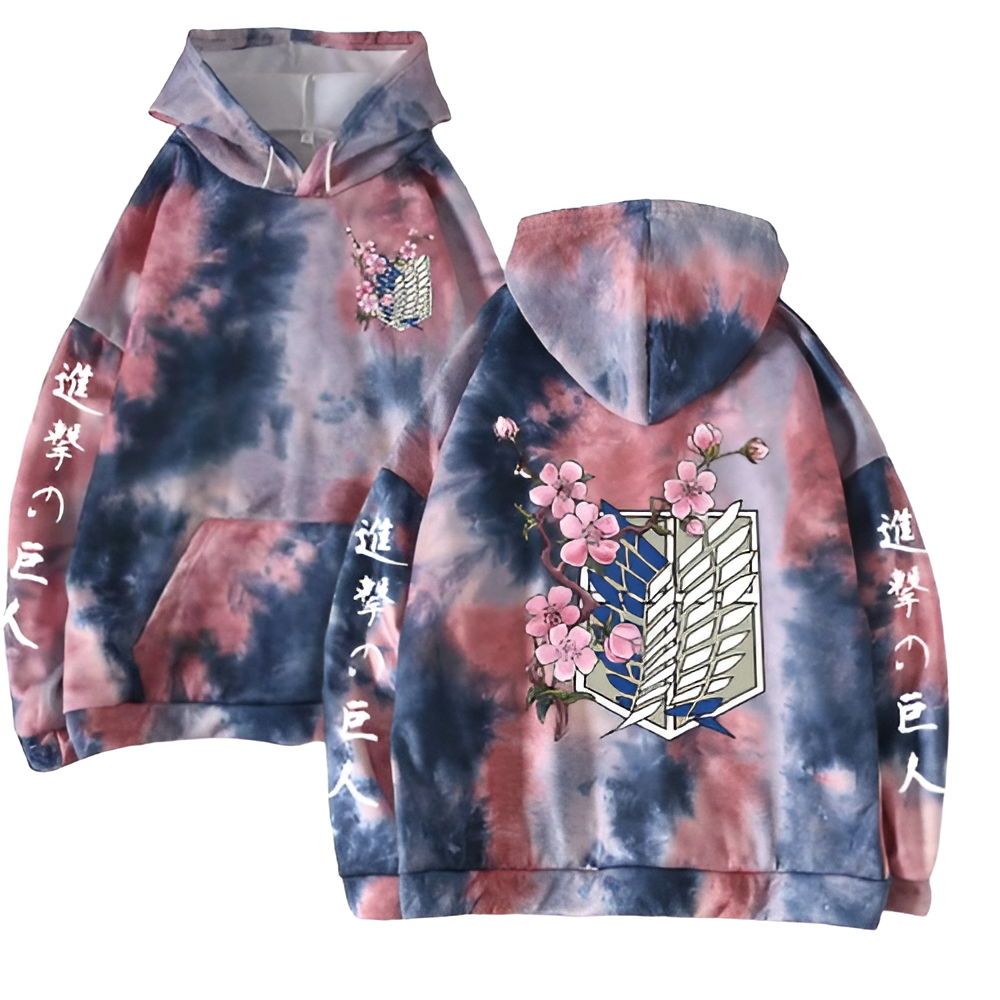 "SCOUTS REGIMENT TIE-DYE" - AOT Floral - Anime Hoodie | 3 Colors - Alpha Weebs