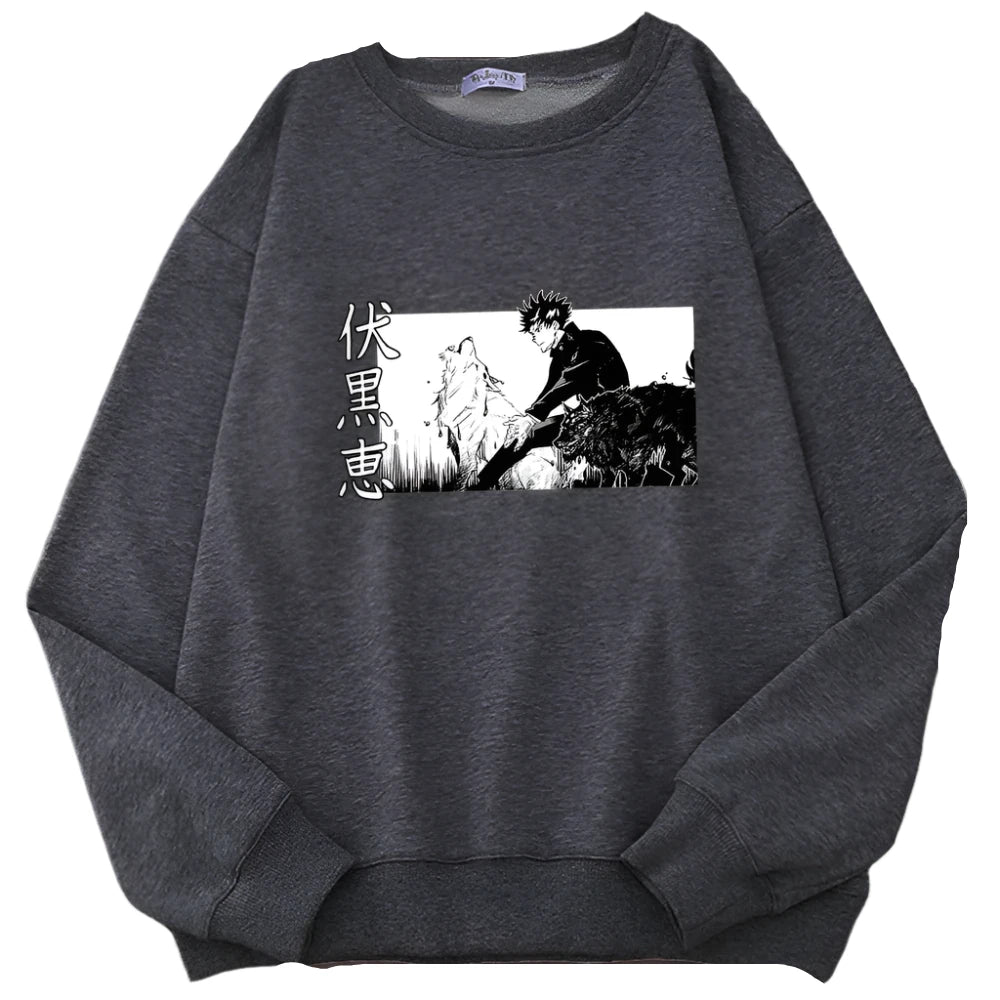 "SILENT ASSASSIN" - Megumi Fushiguro - JJK Anime Vintage Washed Sweatshirt | 4 Colors