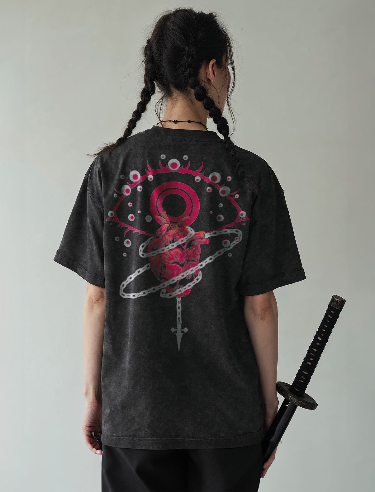 "CHAINED VISION" - Hunter X Hunter Anime Vintage Washed Oversized T-Shirt