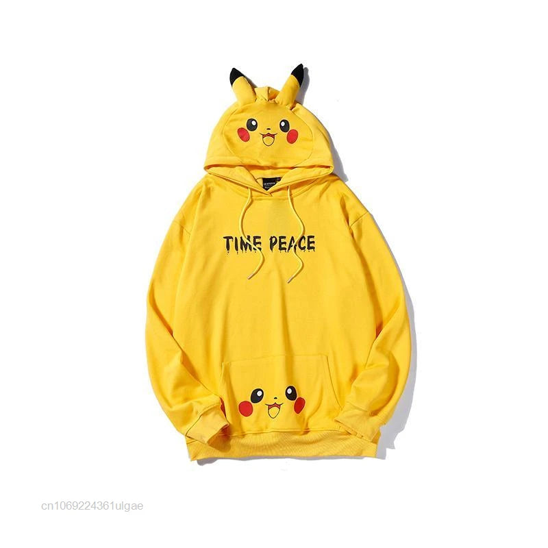 "CHIUU" Pokemon Anime Pikachu Oversized Hoodies | 2 Colors - Alpha Weebs