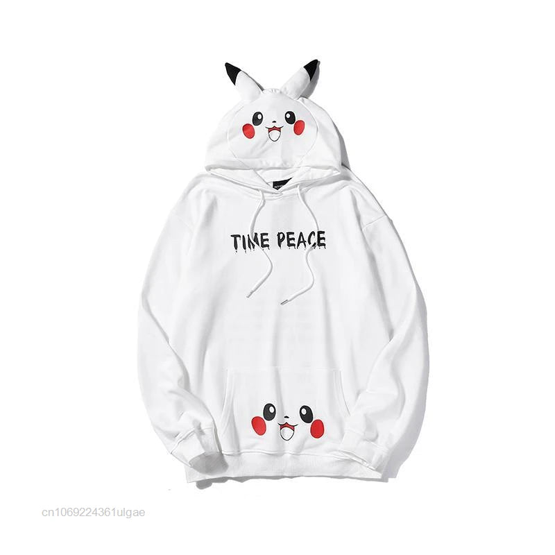 "CHIUU" Pokemon Anime Pikachu Oversized Hoodies | 2 Colors - Alpha Weebs