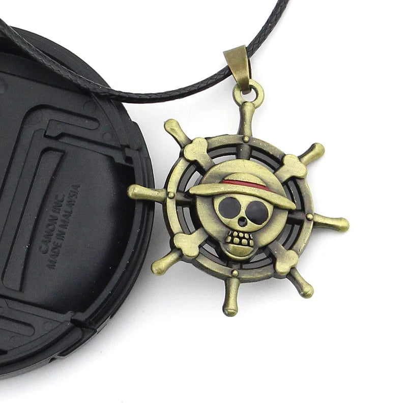 Anime Necklace Luffy Ace Pirate Skull Hat Pendant Bead Chain Choker Man Cartoon Necklaces Charm Gift Jewelry