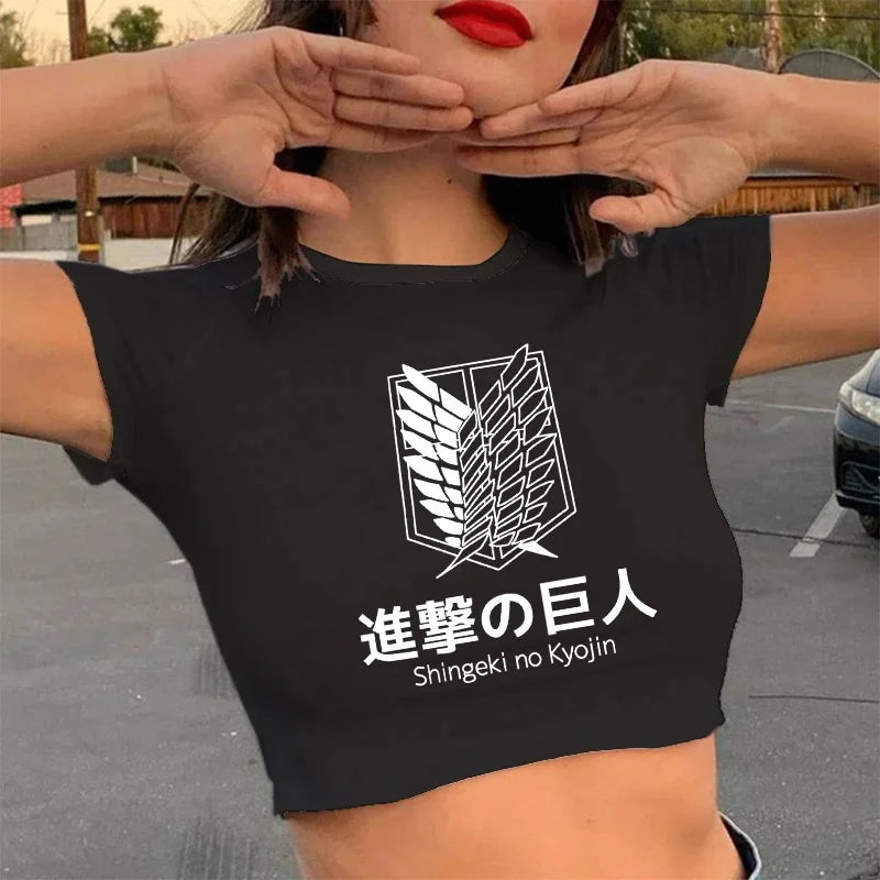 Anime - Streetwear - "WINGS OF FREEDOM" - Attack On Titan Anime Crop Tops | 8 Options - Alpha Weebs