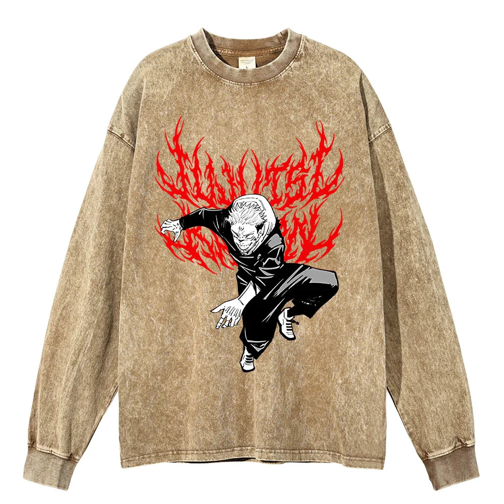 "ANCIENT EVIL" -  Ryomen Sukuna - Jujutsu Kaisen Anime Vintage Washed Sweatshirt