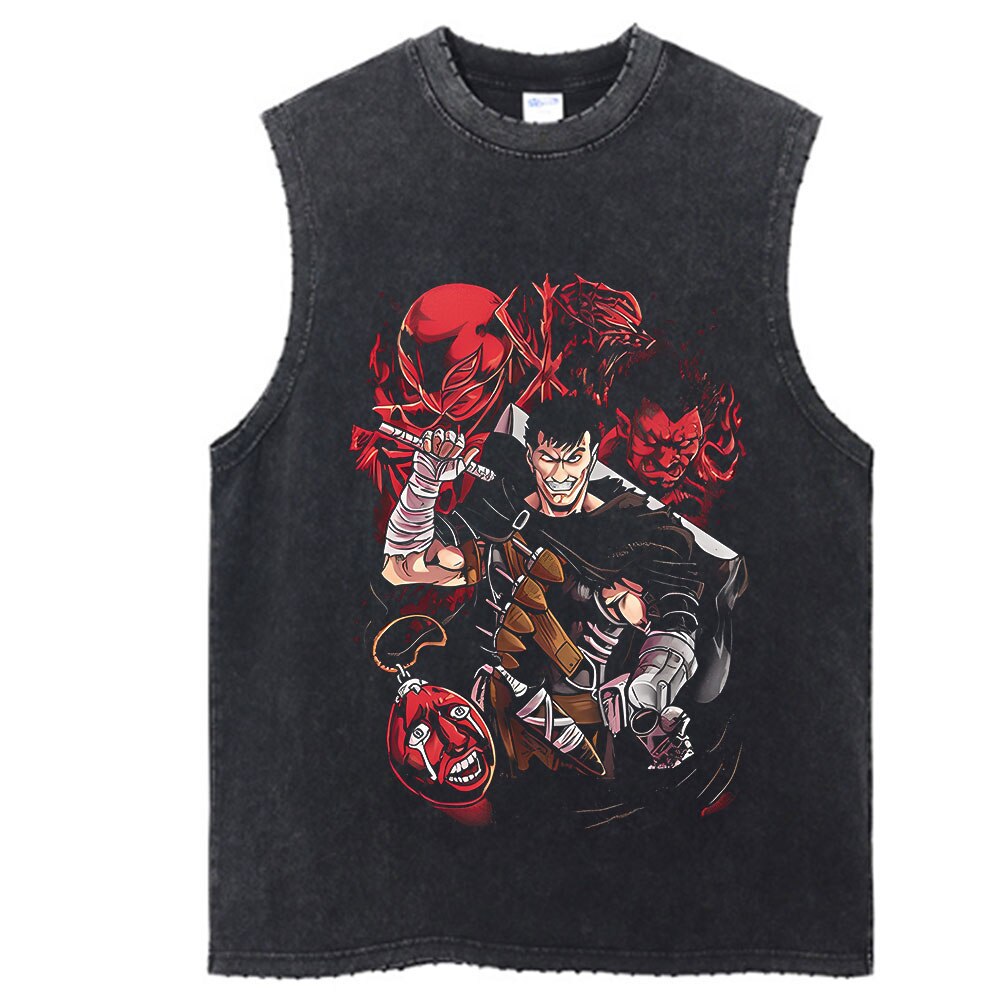 "SLAY" - Berserk Anime Vintage Washed Guts Sleeves Tank Top