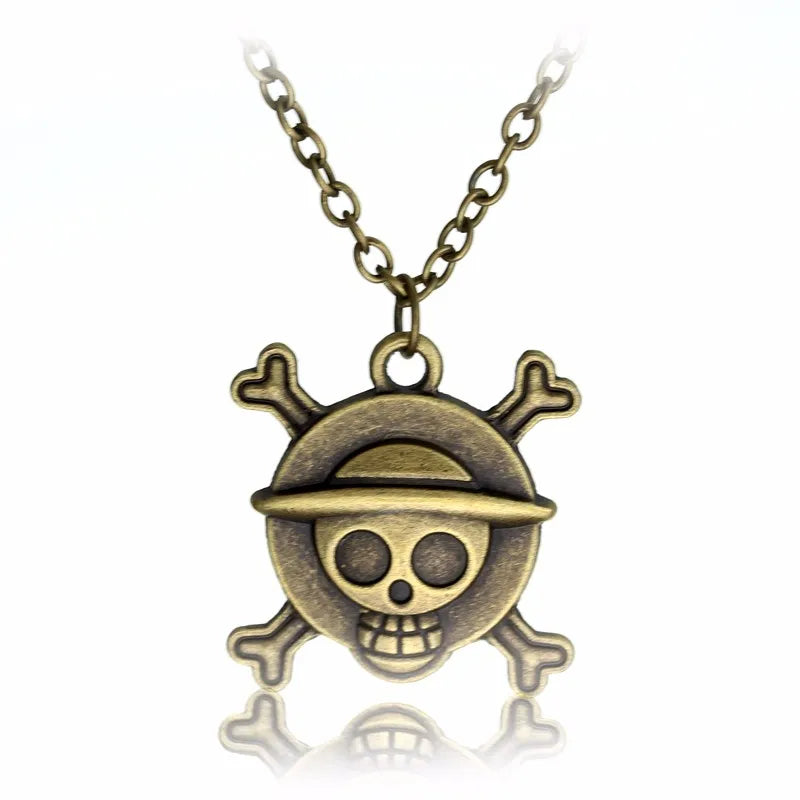 Anime Necklace Luffy Ace Pirate Skull Hat Pendant Bead Chain Choker Man Cartoon Necklaces Charm Gift Jewelry