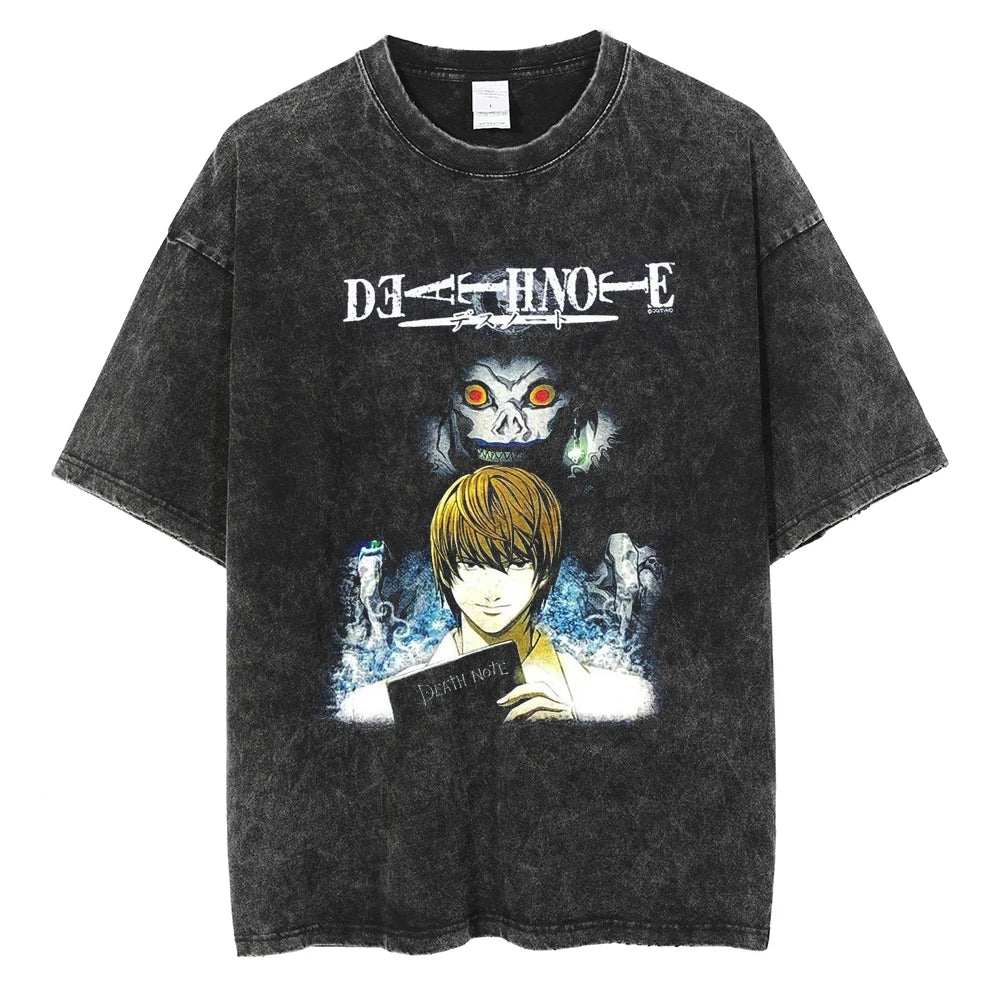 "GOD AND GENIUS " - Ryuk & Yagami Light - Death Note Anime Oversized Vintage T-Shirt