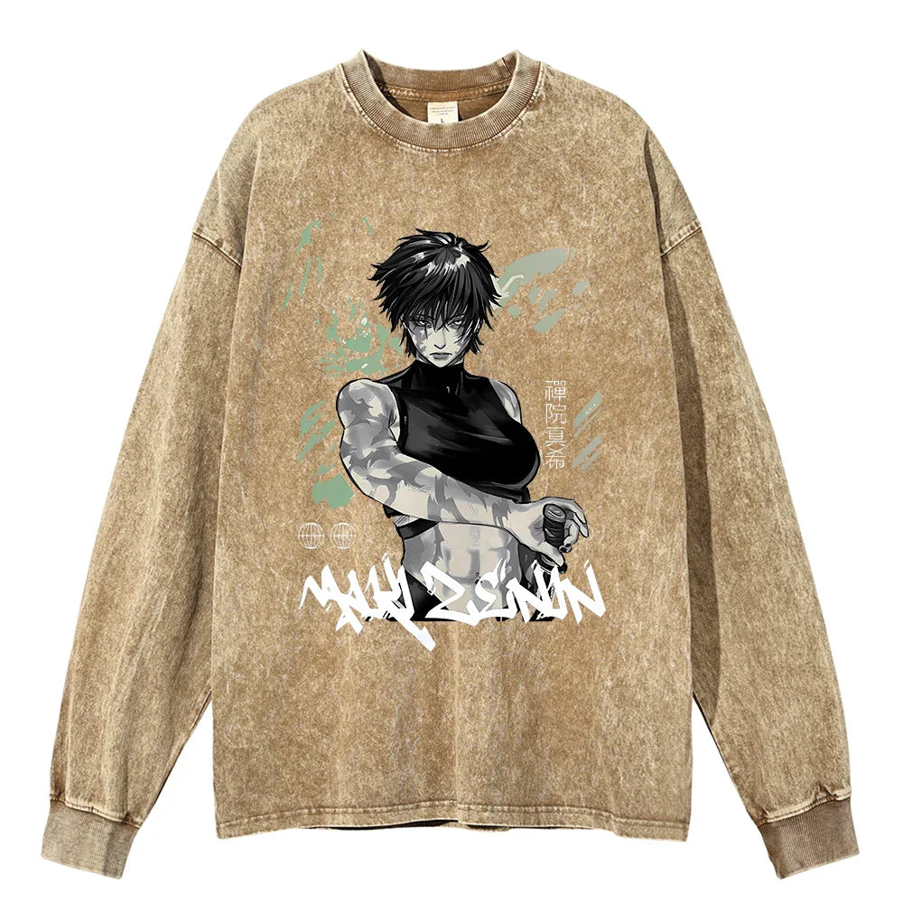 "IRON MAIDEN" - Maki Zenin - Jujutsu Kaisen Anime Vintage Washed Sweatshirt