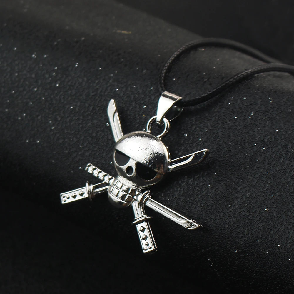 Anime Necklace Luffy Ace Pirate Skull Hat Pendant Bead Chain Choker Man Cartoon Necklaces Charm Gift Jewelry