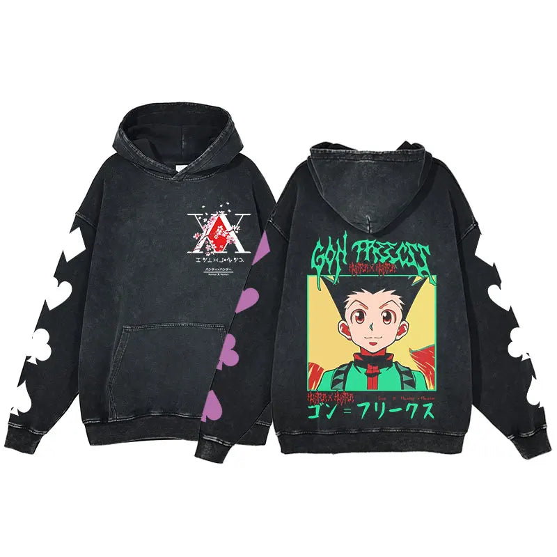 "JUNGLE BOY" - Gon Freecss - Hunter X Hunter Anime Vintage Washed Hoodies