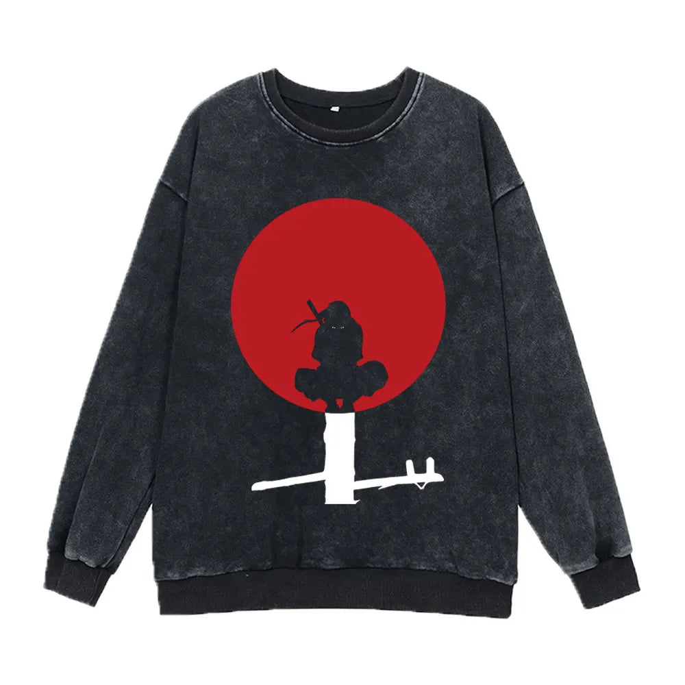 "WATCHING" - Uzumaki - Naruto Anime Vintage Washed Oversized Sweatshirts