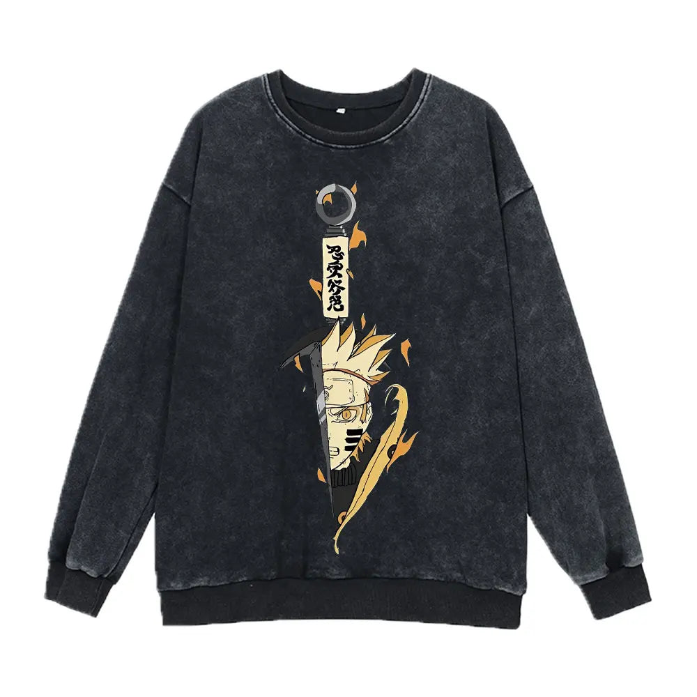 "FUTURE HOKAGE" - Uzumaki - Naruto Anime Vintage Washed Oversized Sweatshirts