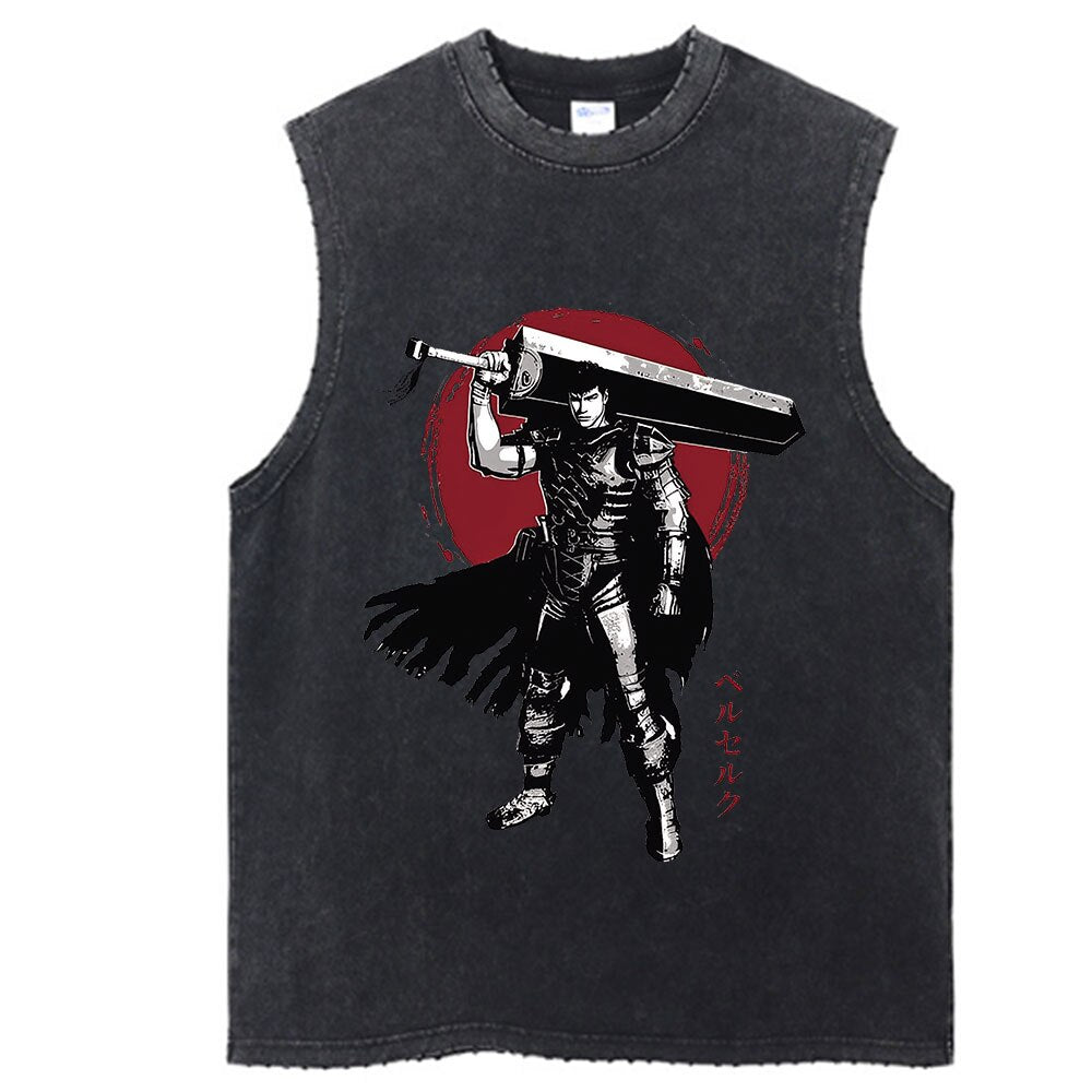 Berserk Anime Vintage Washed Guts Sleeves Tank Top