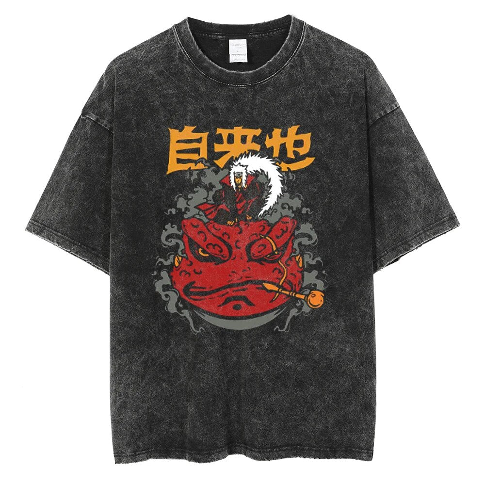 "SAGE'S FOLLY" - Jiraiya - Naruto Anime Vintage Washed Oversized T-Shirts