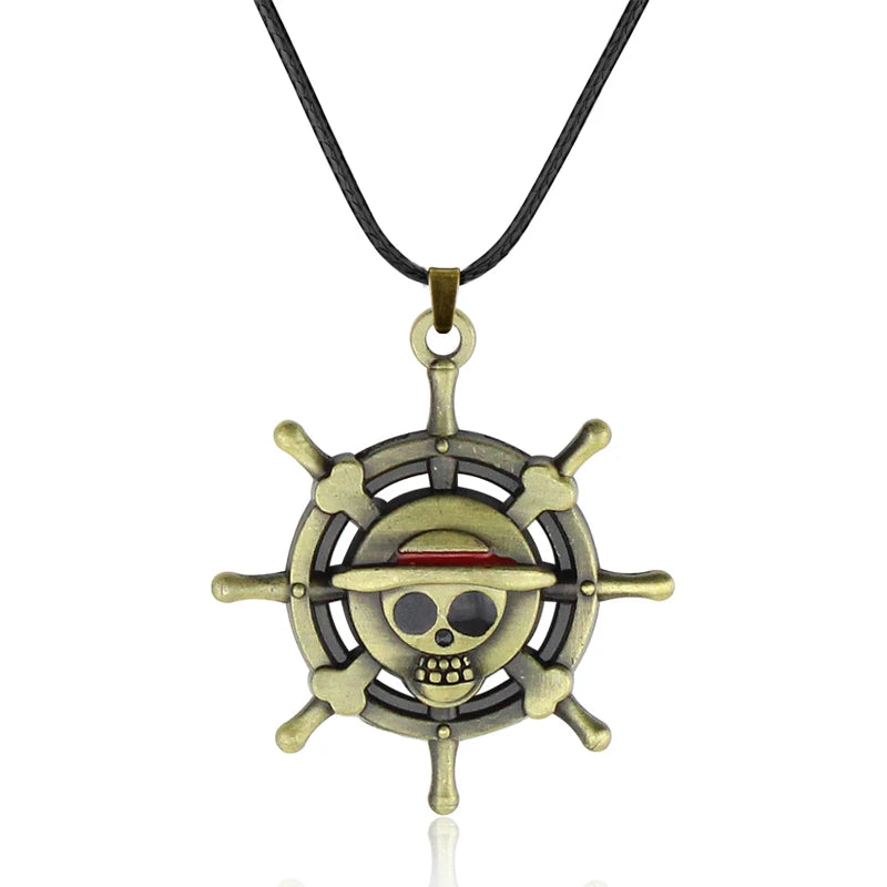 Anime Necklace Luffy Ace Pirate Skull Hat Pendant Bead Chain Choker Man Cartoon Necklaces Charm Gift Jewelry