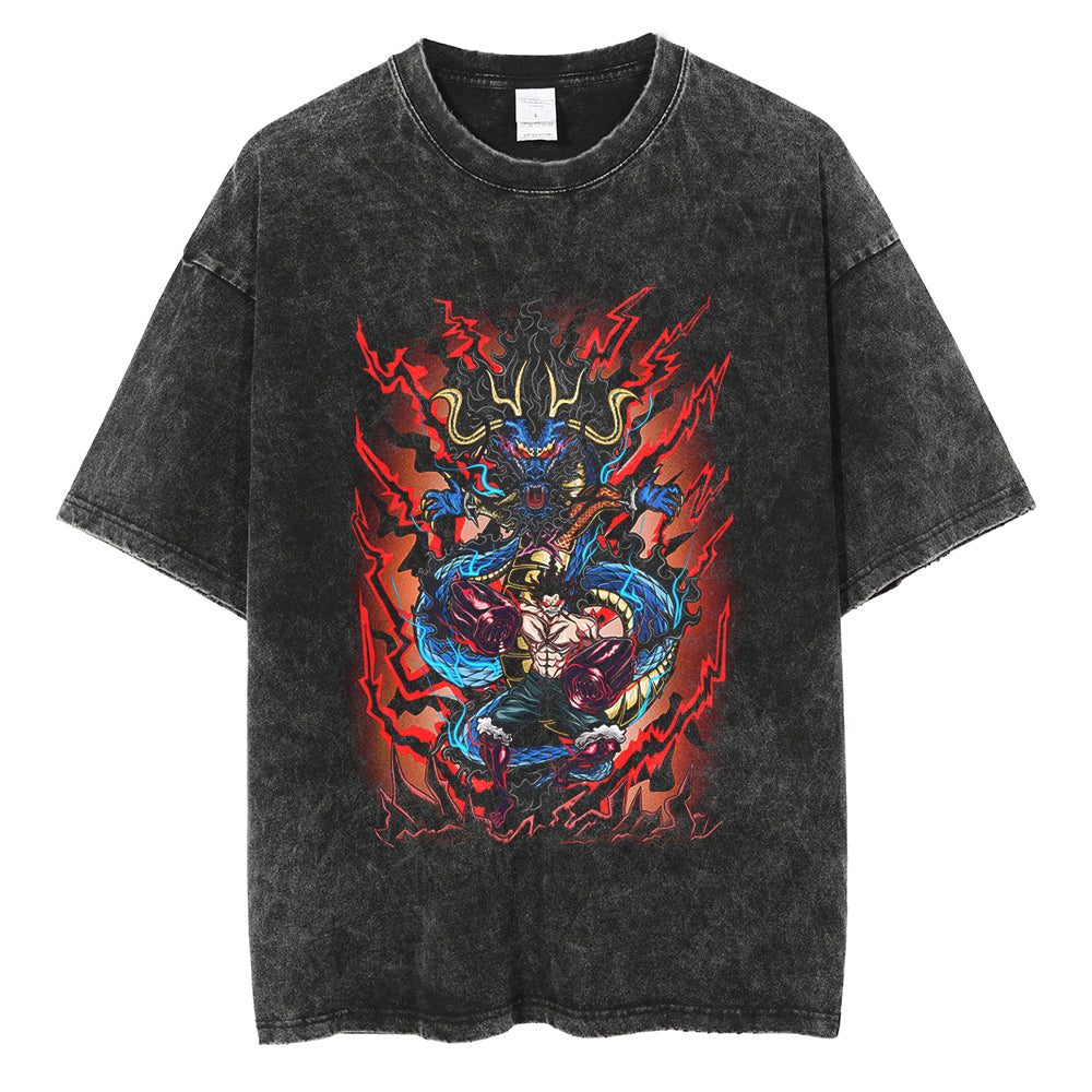 "EMPERORS CLASH" - Kaido vs Luffy One Piece Anime Vintage Washed Oversized T-Shirts