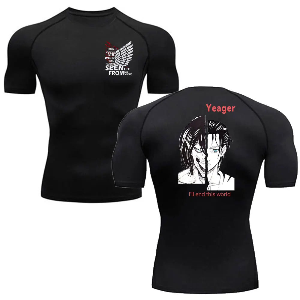 "RELUCTANT KING" - Eren Yeager - AOT Anime Gym Compression  Fit T-Shirts | 2 Options