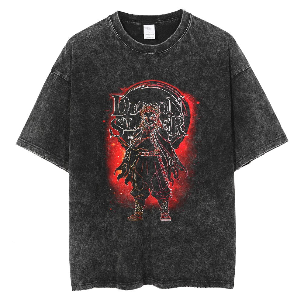 "COSMIC RENGOKU" - Demon Slayer Anime Vintage Washed Oversized T-Shirts