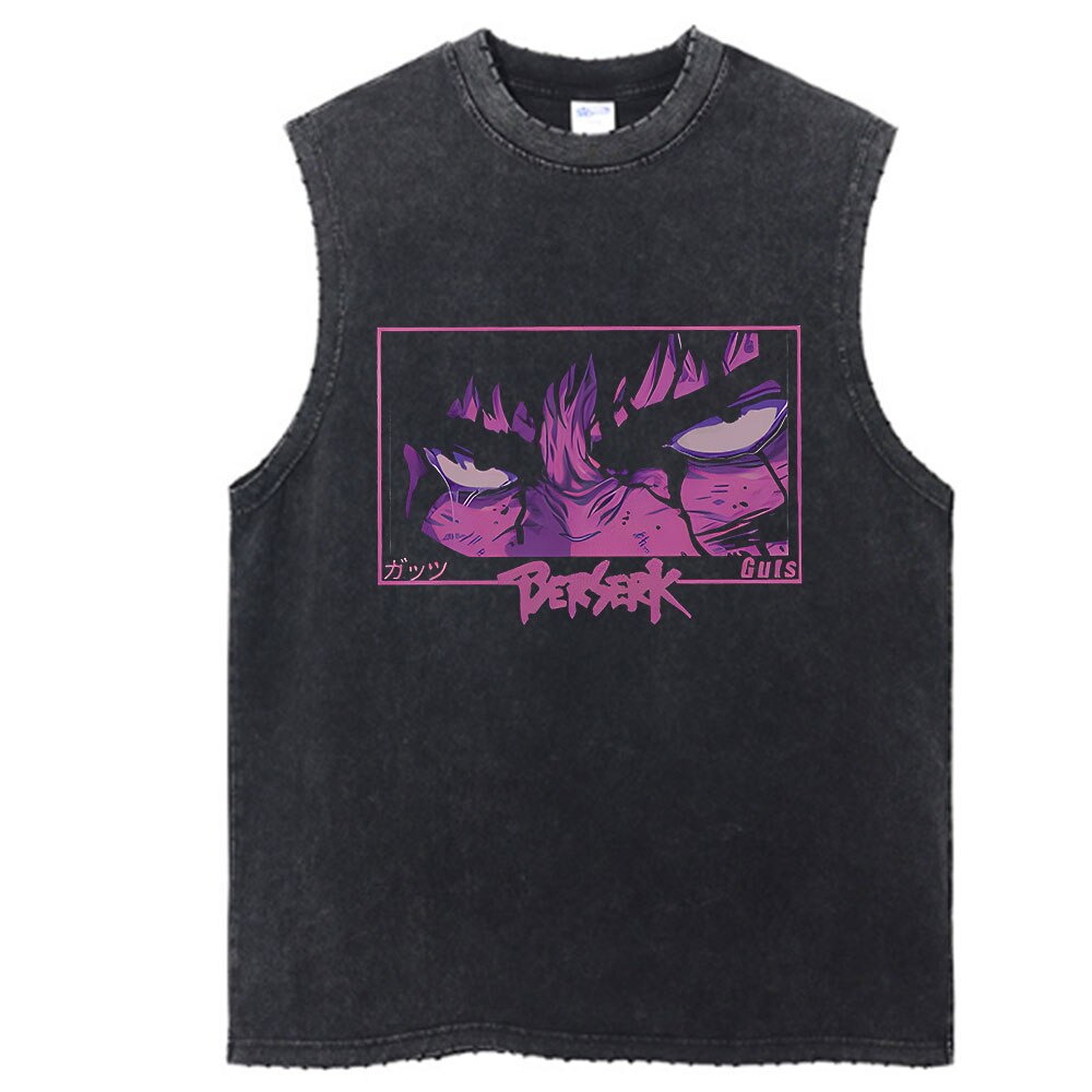 "RAGER" - Berserk Anime Vintage Washed Guts Sleeves Tank Top