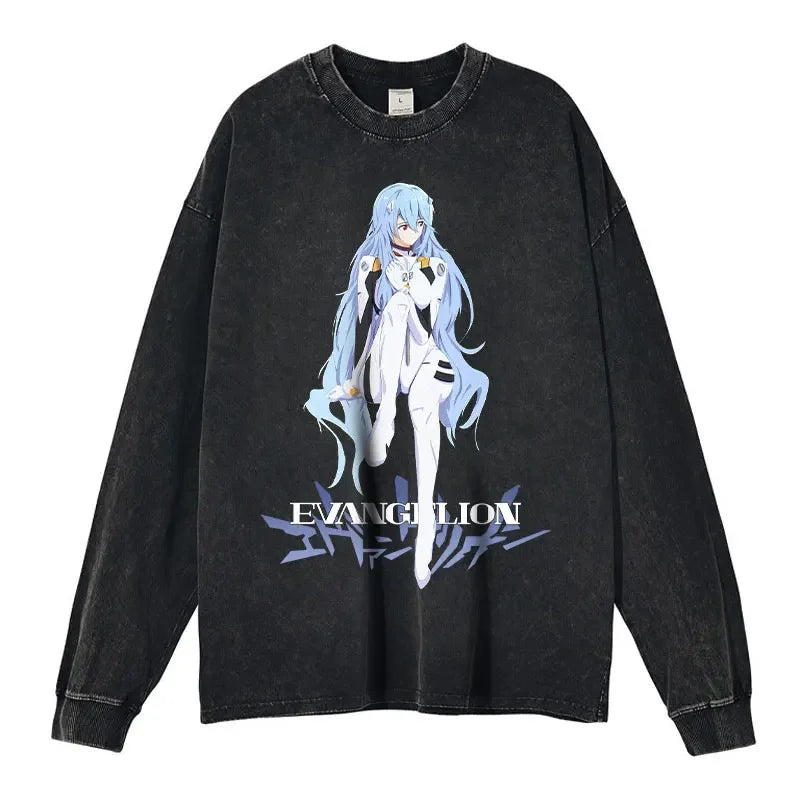 "BLANK SLATE" - Rei Ayanami - Neon Genesis Evangelion Vintage Washed Sweatshirt