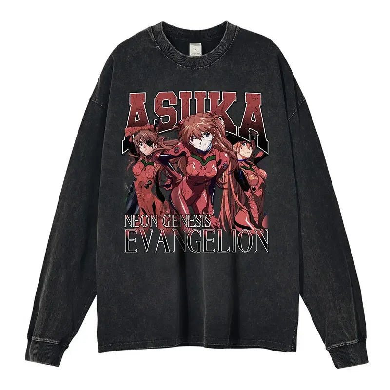 "TSUNDERE WARRIOR" - Asuka - Neon Genesis Evangelion Vintage Washed Sweatshirts