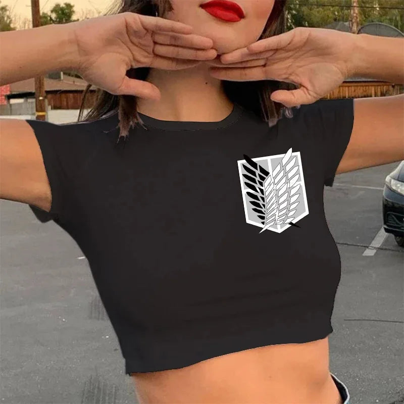 Anime - Streetwear - "WINGS OF FREEDOM" - Attack On Titan Anime Crop Tops | 8 Options - Alpha Weebs