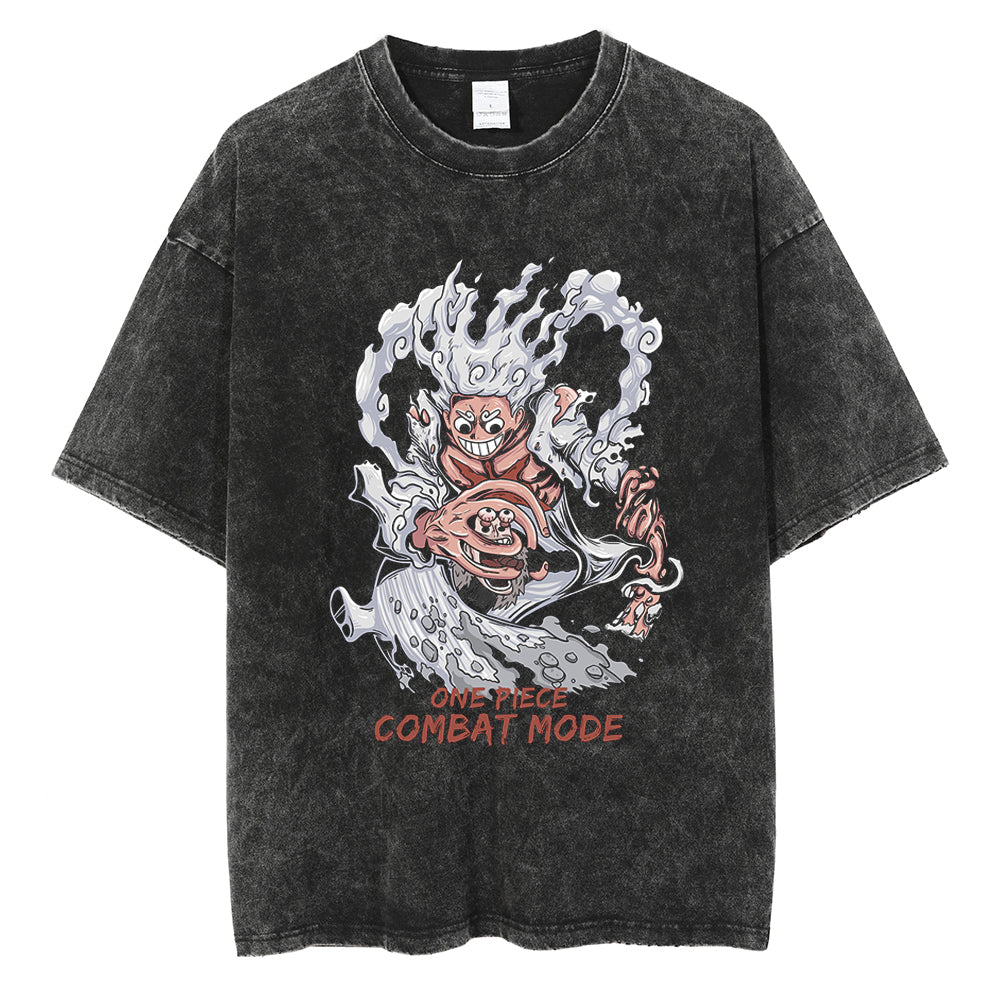 "CARTOONISH" - GEAR 5 - Monkey D. Luffy - One Piece Anime Vintage Washed Oversized T-Shirts