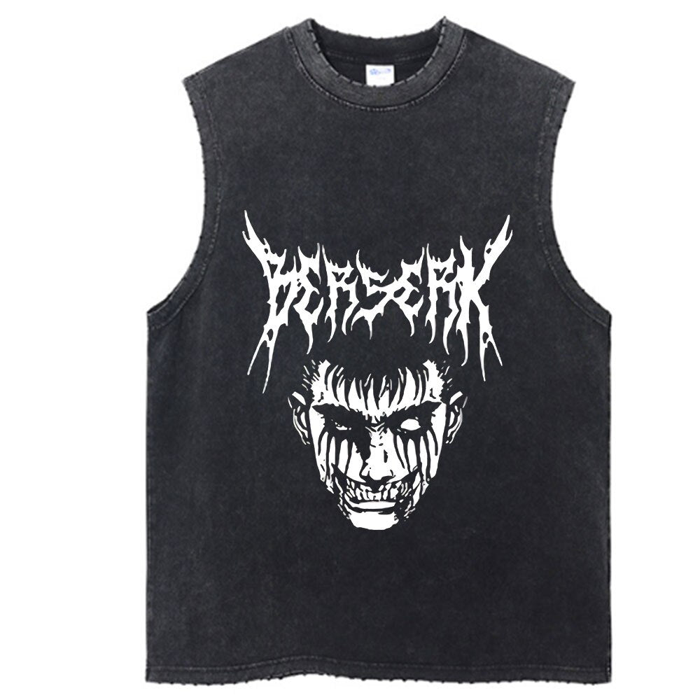 Berserk Anime Vintage Washed Guts Sleeves Tank Top