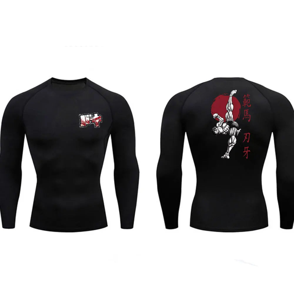 "UNWAVERING WILL" - Baki Anime Gym Compression Fit Long-Sleeve T-Shirts | 4 Colors